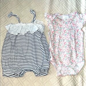 Laura Ashley Striped and Floral Baby Rompers size 6-9 months